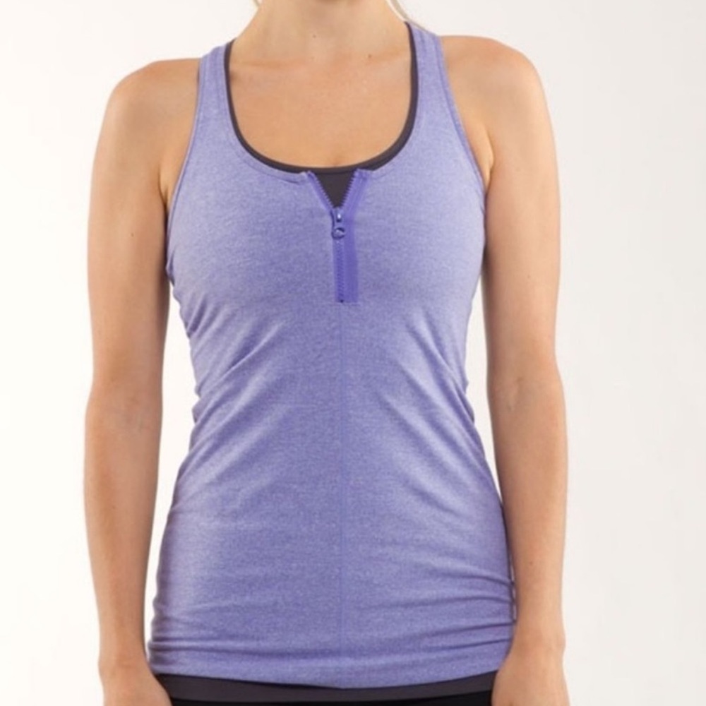 Lululemon Cool Racerback *Zipper Heathered Persian Purple/Persian Purple size 10